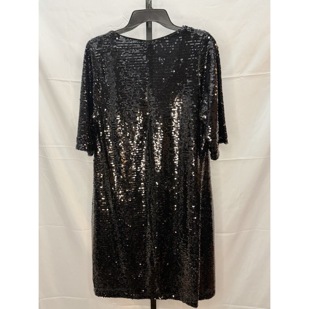 City Chic Black Sequin V-Neck Dress Size XS/14 - Picture 2 of 7